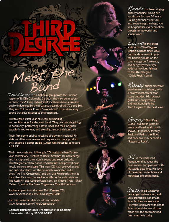 Third Degree: electronic press kit (EPK) design, logo design, graphics and photo editing