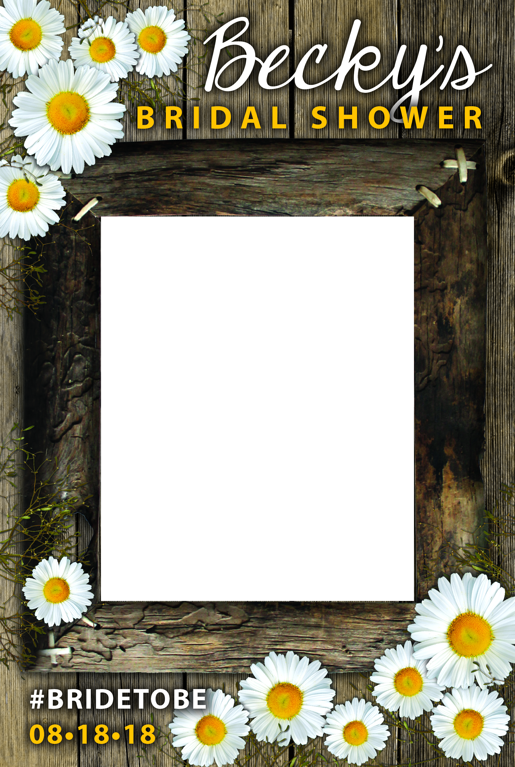 Bridal shower selfie frame: graphic design and image editing