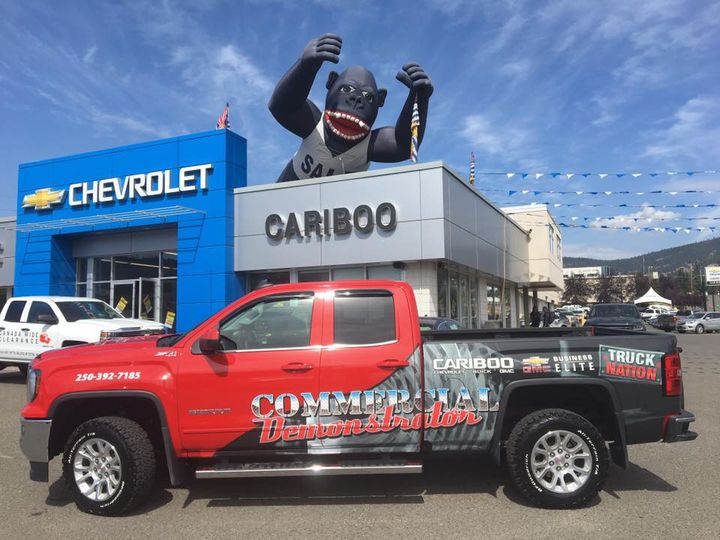 Cariboo GM: Commercial Demonstrator/background graphics, vehicle half-wrap design and file prep