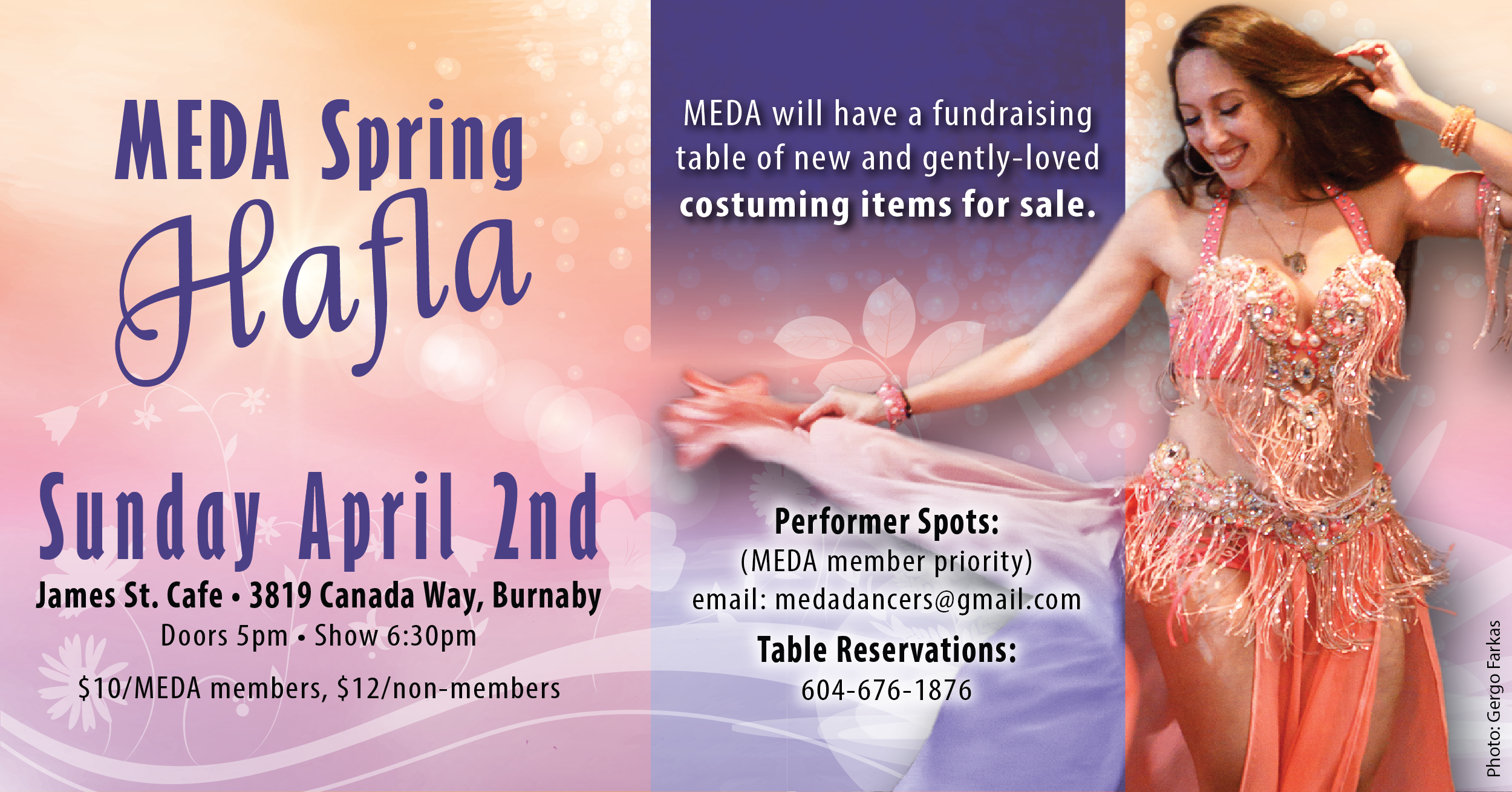 Middle Eastern Dance Association (MEDA): social media banner design and photo editing