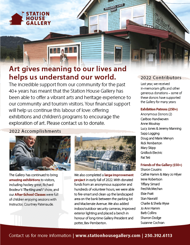 Station House Gallery: Sponsorship letter design, photo retouching and copy editing